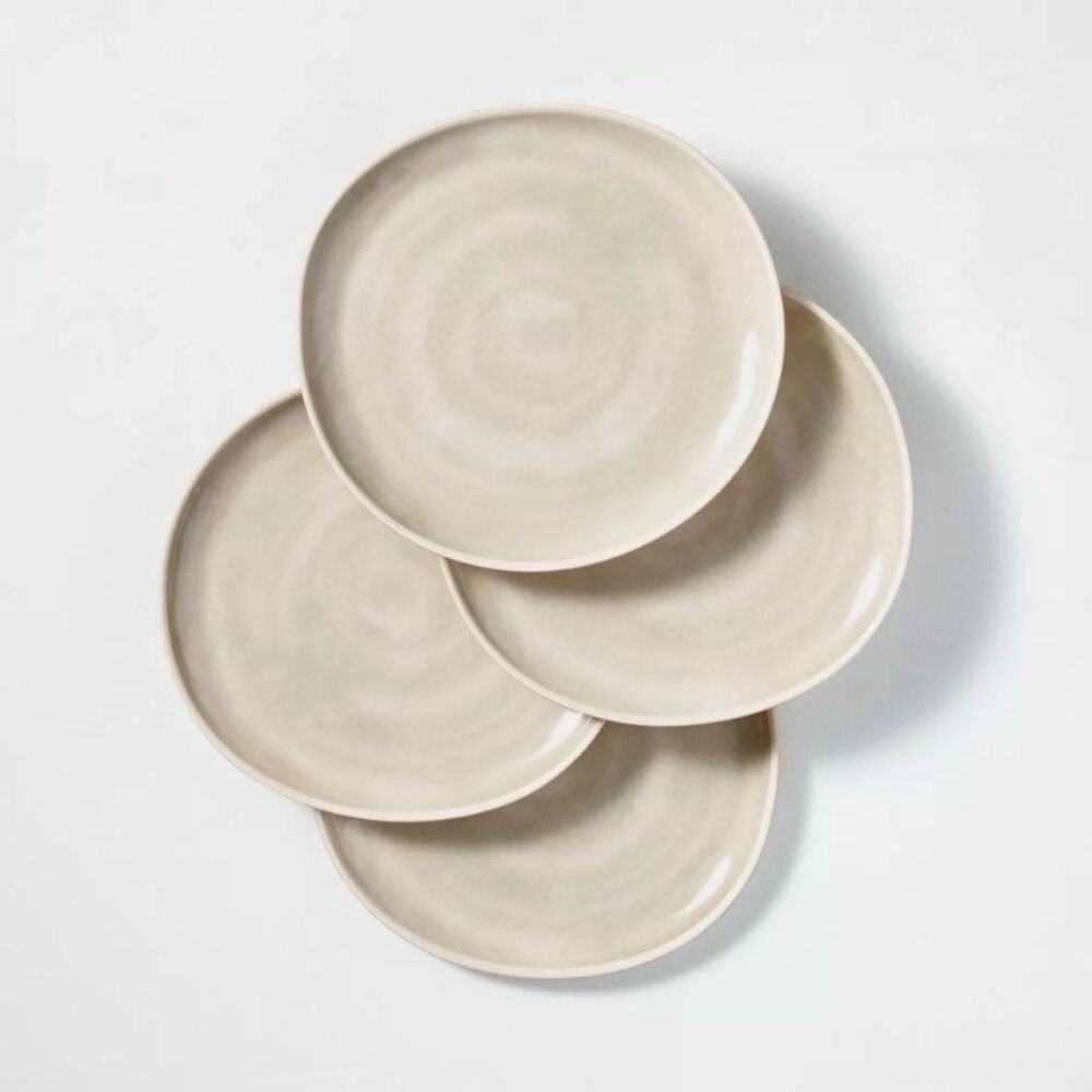 Tonal Melamine dinner Plate Set 4pk - Hearth & Hand Magnolia - Cream/Natural